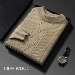 Men's Sweaters Fashion Striped Clothes Mens Winter Wool Turtleneck Sweater Men Vintage Pullover Top Man Clothing Designer Knit Jumper