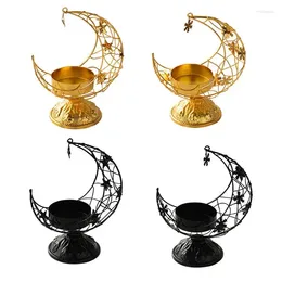 Candle Holders 1PC Moon Shaped Holder Hollow Out Metal Tea Light Home Decoration Table Centrepieces Candlestick