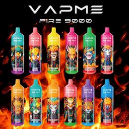 Original Vapme Fire 9000 Puffs Disposable Vape 9K Bottom RGB Light 18 Flavors Desechable Mesh Coil E Cigarette 850mAh Rechargeable Tornado Pod Device