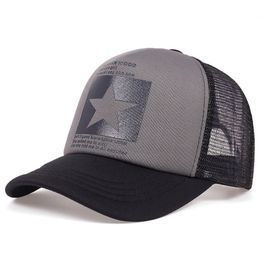 five-pointed star printed baseball cap spring summer breathable net caps men women outdoor sun shade hat adjustable wild hat 240125