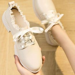 Dress Shoes 2024 Elegant Medium Heels Women Korean Fashion Lace Designer Fairy Female Pure Color Chic Casual Winter