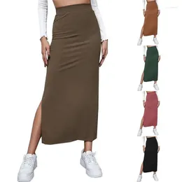 Skirts 2024 Spring/Summer European And American Style Women Sexy Solid Side Split Wrap Buttocks Female S-3XL