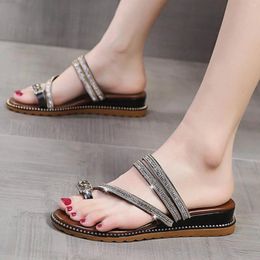 Sandals Heel Open Bottomed Mid Of Flat Summer Pairs Toe Diamond Two Women's Slipper Warming Slippers For Women Microwave