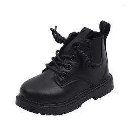 Boots Children Single Boys Girls Leather Shoes Solid Color Kids England Style Baby Non-slip Wear-resistant Casual Footwear
