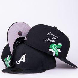 2024 Men's Baseball Full Closed Caps SF Letter Ed Brown Colour Bone New Boston Patched Black Atlanta Peachtree Sport Fitted Hats World Series Fe7-018