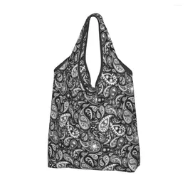 Shopping Bags Kawaii Printed Bandana Paisley Pattern Tote Portable Shoulder Shopper Handbag