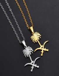 Pendant Necklaces Anniyo S Arabia National Emblem Symbol Necklace Kingdom Of Charm Jewelry Women Girls #2689216412916