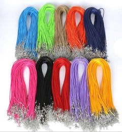 12MM Wax Leather Rope Necklace 18quot Cord String Rope Wire Extender Lobster Clasp Chain Necklace Fashion DIY Jewellery Find11626422321271