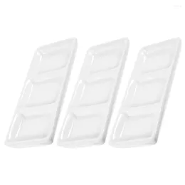 Plates 4Pcs Ceramic Serving Platter Sauce Dishes Appetizer Tray 3-Compartment Seasoning Dish