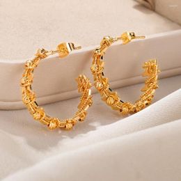 Stud Earrings Gold Colour C-Shape Star For Women 2024 Trending Fashion Simple Open Ladies Aniversary Jewellery Gift