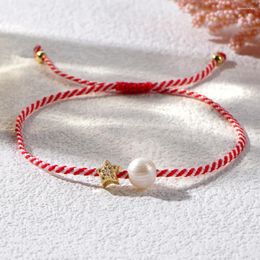 Link Bracelets Go2boho 2024 Fashion Stack Freshwater Pearl Tradition Rope String Pentagram Spring Series March Greek For Women