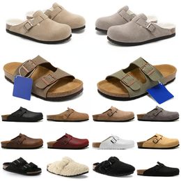 Birkins Designer Slides Clogs Sandals Men Women Platform Slippers Cork Flat Leather Cotton Slippers Buckle Microfiber Clog Birkinstock Mules Indoor Shoes Room