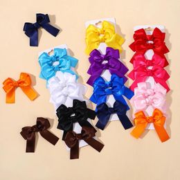 Hair Accessories 2Pcs Ribbon Cheer Up Bowknot Clips Girl Solid Colour Bows Hairpins Hairgripe Kids Boutique Gift Wholesale