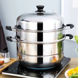 Stainless Steel two Three layer Thick Steamer pot Soup Steam Pot Universal Cooking Pots for Induction Cooker Gas Stove steam pot 240130