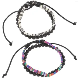 Charm Bracelets 4 Pcs Wrist Bands Daily Bracelet Unisex Beaded Round Portable Stone Men Women