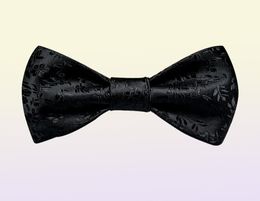 Bow Ties Black Floral Solid Self Tie Men Fashion Butterfly Silk Formal Business Wedding Party Bowtie Handkerchief Set DiBanGu3901803