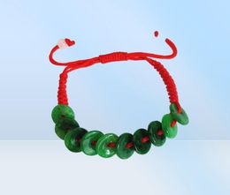 Chinese Handwoven Red Hand Rope Jade Peace String Bracelet Adjustable276q3593152