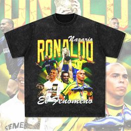 Men's T-Shirts 2024 designer American Ronaldo printed short sleeved T-shirt Vintage long sleeved trendy and versatile round neck pure cotton mens T-shirt