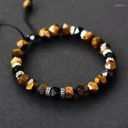 Charm Bracelets Natural Stone Crystal Bracelet Men's Tiger Eye Black Agate Jewelry Handstring Fashion Weaving Gift For Men