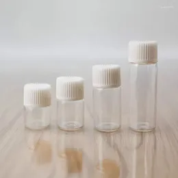 Bottles 20PCS 1ml 2ml 3ml 4ml 5ml Transparent Mini Glass Essential Oil Reagents Refillable Sample Bottle Vials Jars With White Cap