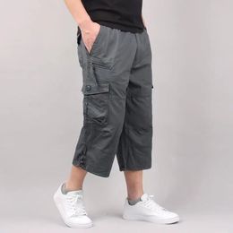 Mens Cargo Shorts Summer Loose Casual Pants Elastic Waist Large Size Outdoor Jogging Sweatpants Trend Multi Pockets 240130
