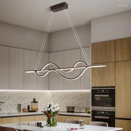 Pendant Lamps LED Ceiling Chandelier Aluminum Hanging Light Phone APP Dimmable For Office Dining Room Black/Brown/White Deco Fixtures