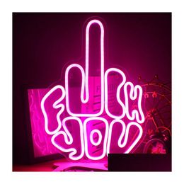 Decorative Objects Figurines Neon Sign Led Lights Operated Real Bedroom Wall Decor Art Letter Bar Office Evening Party Holiday Chr Dh23E