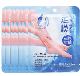 Rolanjona Feet treatment Mask Milk Bamboo Vinegar Baby Foot Peeling Exfoliating Mask Remove Dead Skin Cuticles Heel Pedicure Socks3960626