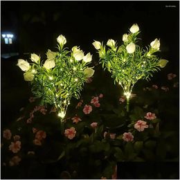 Lawn Lamps Durable Outdoor Solar Light Tree Mticolor Changing Led Garden Lights With Faux For Patio Drop Delivery Lighting Dhmnz
