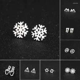 Stud Earrings Shuangshuo Tiny Christmas Snowflakes 925 Sterling Silver For Women Retro Geometric Jewelry Party Gift