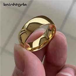 Classic Gold Colour Wedding Band Tungsten Carbide Rings Women Men Engagement Gift Jewellery Dome Polished Finished Comfort Fit 240202