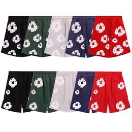 Men's Shorts 5 Colours Kapok Foam Print Summer For Men And Women Streetwear Drawstring Casual Terry Knee Length Pants Oversized