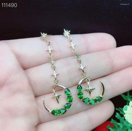 Dangle Earrings Attractive Fresh Green Diopside Gemstone Pendant Dangling For Women Jewellery Certified Natural Gem 925 Silver Party Gift