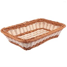 Dinnerware Sets Plastic Woven Fruit Basket Hamper Pastoral Style Display Imitation Rattan Bread Pp