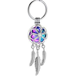 Key Rings Stainless Steel Dream Catcher Ring Memorial Urn For Human Pet Ashes Keychain Feather Tassel Pendant Jewellery Keepsake Gift Otaiq