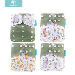 Happyflute 4PcsSet Baby Cloth Diaper Pocket Waterproof Cover Nappies Reusable Washable Adjustable Fashion Diapers 240119