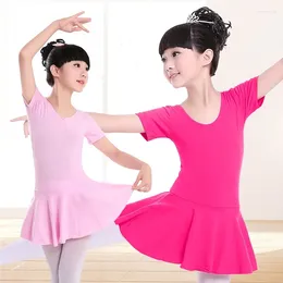 مرحلة ارتداء Gaun Balet Leotard Gimnastik Anak-Anak Pakaian Tari Tutu Lengan Pendek Untuk Anak Perempuan