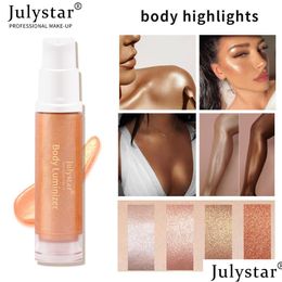 Bronzers Highlighters 4 Colours Shimmer Spray Highlighter Illuminator Face Contouring Brighten Body Bronzer Glitter Liquid Highligh Dhg0X