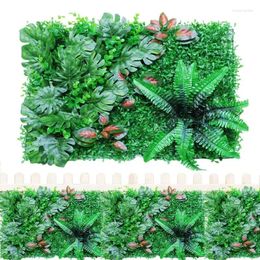 Decorative Flowers 15.7x23.6 Inches UV Artificial Green Plant Wall Panel Backdrop Privacy Hedge Screen Decor Accessories For Indoor Outdoor