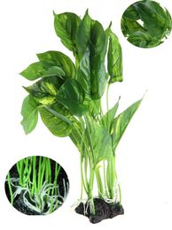 1Pc 25cm 28cm High Green Aquarium Decoration Artificial plants Landscape Water Plants ornament Plastic Grass Plant Fish Tank Dec8371032