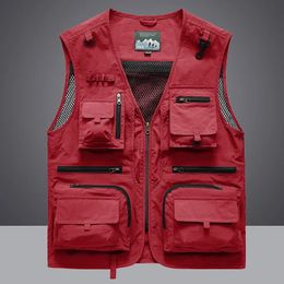 7XL 14 Pockets Summer Men US Tactical Hiking Fishing Vest Man Pographer Waistcoat Mesh Cargo Sleeveless Jacket Tool Vest 240125