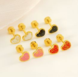 Loverly Men Women Earrings Stainless Steel 18K Yellow Gold Plated Heart Earrings with Screwback Fashion Jewellery Nice Gift