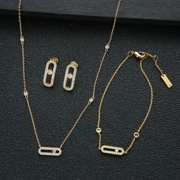 Trendy Dainty Necklace Earring Bracelet Sets Stackable Jewelry For Women Dubai Jewelry Gift Pendientes Mujer Moda HXS003 240122
