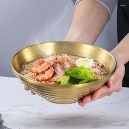 Bowls Gold Ramen Noodle Stainless Steel Instant Soup Rice Bowl With Chopsticks Spoon Metal Dinnerware Kitchen Tools