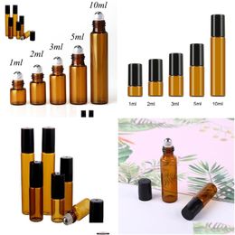 Perfume Bottle 1Ml 2Ml L 5Ml 10Ml Amber Roller Bottles Mini Roll On Glass For Essential Oils Refillable Per Wb3248 Drop Delivery Hea Dh5D3