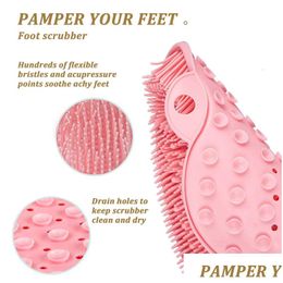 Other Bath Toilet Supplies Exfoliating Shower Mas Scraper Bathroom Non-Slip Mat Back Brush Sile Foot Wash Body Cleaning Bathing To Dhwtk