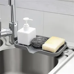 Table Mats Sink Silicone Tray With Drain Soap Sponge Storage Holder Countertop Scrubber Brush Rack Kitchen Organiser