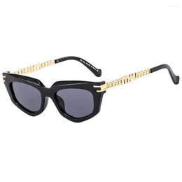 Sunglasses 2024 Small Frame Women Personalised Fashion High-end Ladies Alloy Cat Eye UV400 Retro Sun Glasses Trendy Eyerwear