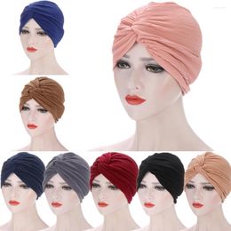 Ethnic Clothing Twist Knot Muslim Women Hijab Chemo Cap Bonnet Inner Hat Turban Cancer Hair Loss Beanies Solid Color Headwrap Scarf