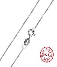 Fashion Jewelry Sterling Silver Chain 925 Necklace Box Chain for Women 1mm 16 18 20 22 24 Inches1291616